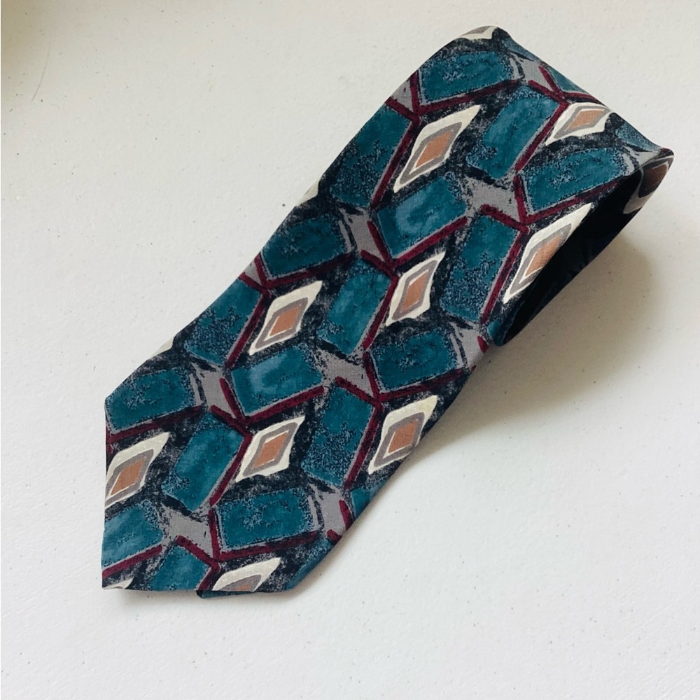 Domani Men’s 100% Italian Silk Tie Geometric Pattern Classic